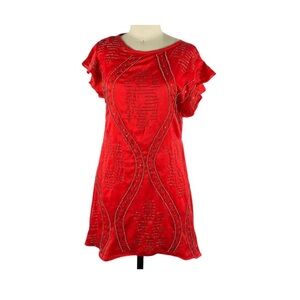 Free People “Shine Like A Star” red embellished dress w/open back